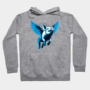 Blue flying pig Hoodie